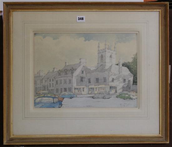 Pengelly - Market Square, Stowe; Wendy Sabine - Autumn landscape, s&d 1994 & another w/c by Sarah Boustin (3)